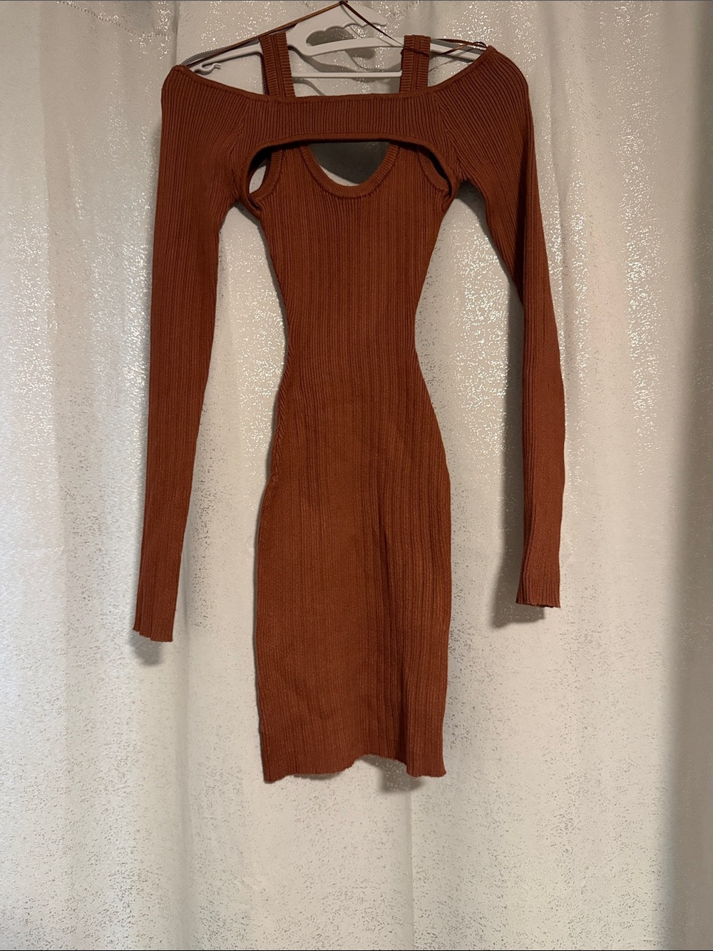Windsor Brown Long Sleeve Bodycon Dress with Cutout
